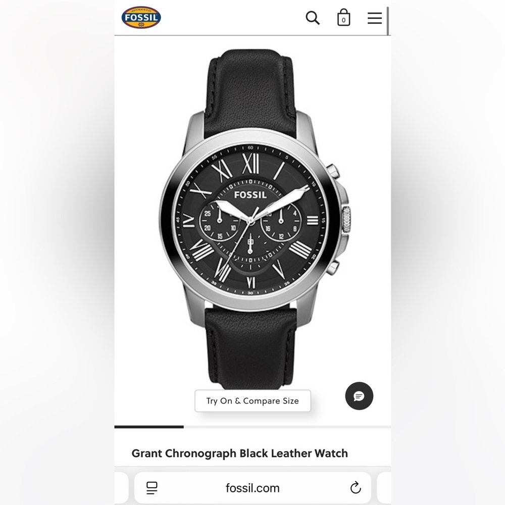 GUC Fossil Grant Chronograph Black Leather Watch (FS4812) - Picture 9 of 12
